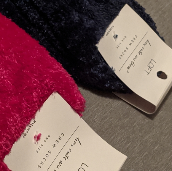 NWT LOFT Fuzzy Crew Socks - Picture 2 of 2